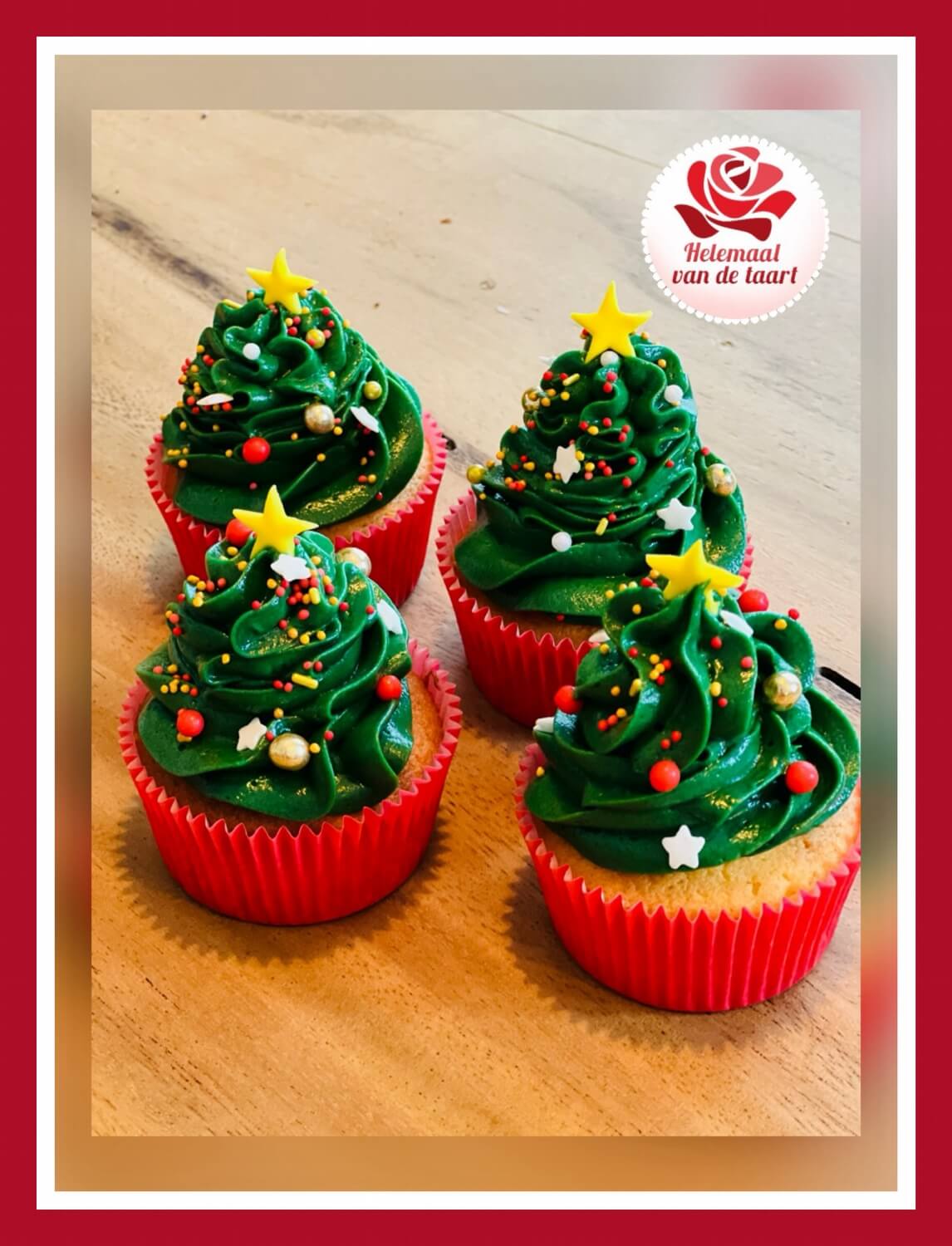 Kerstboom cupcakes