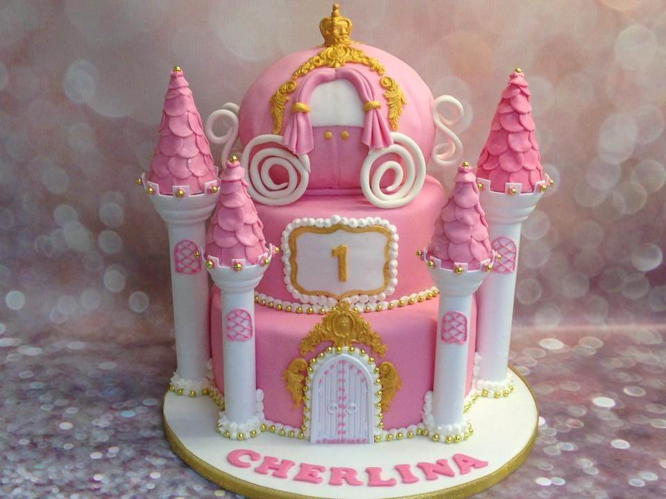 Roze kasteel met koets