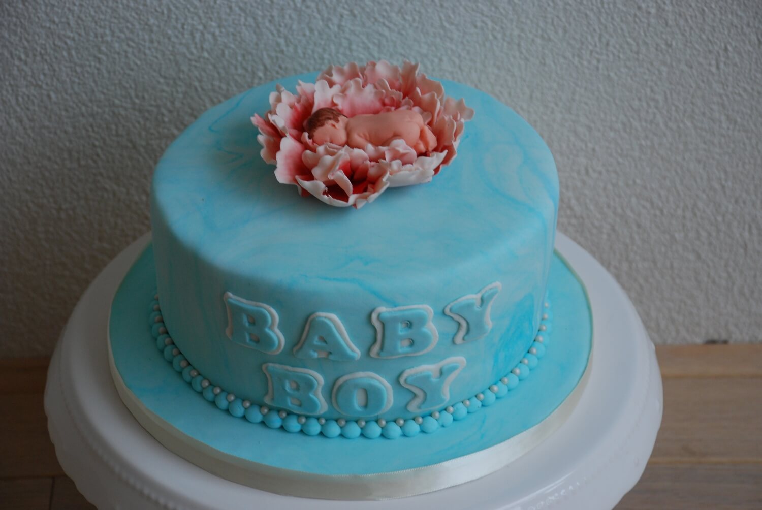 Babyshower jongen blauw bloem